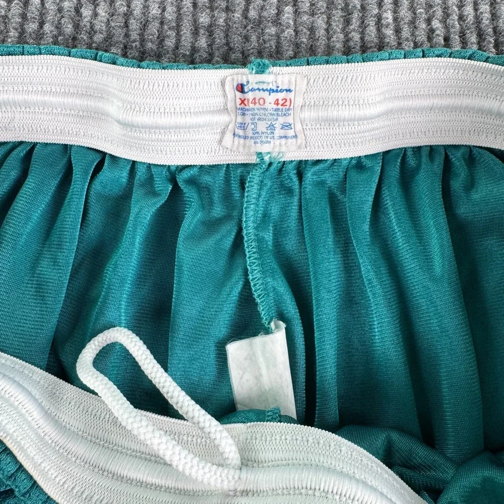 Champion Mesh Athletic Shorts Men XL Green Teal Drawstring USA Basketball Gym